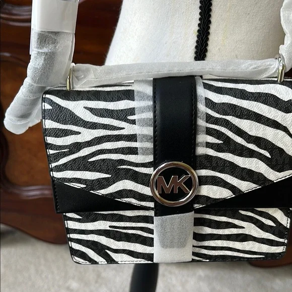 MK Greenwich Small Zebra Print Calf Hair Crossbody Bag